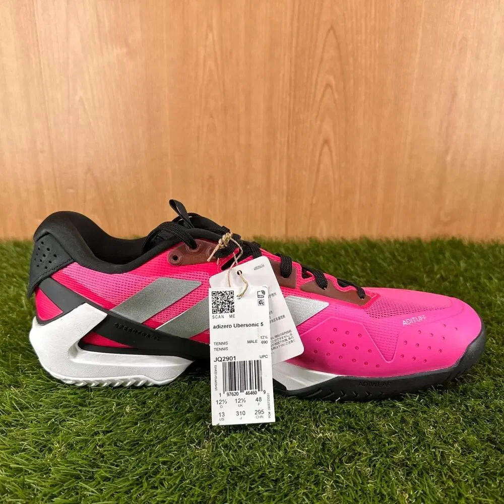 adidas Adizero Ubersonic 5 Lucid Pink Tennis Shoes JQ2901 Men's Size 13